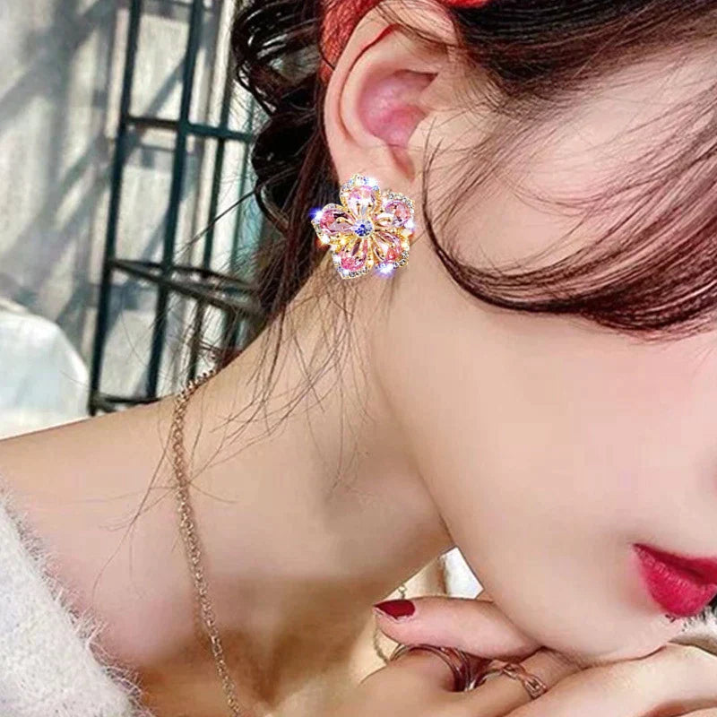 Pendientes de circonita multicolor en plata esterlina