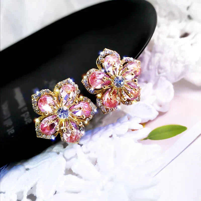 Pendientes de circonita multicolor en plata esterlina
