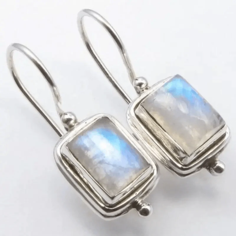 Pendientes de Piedra Luna Cuadrados Vintage