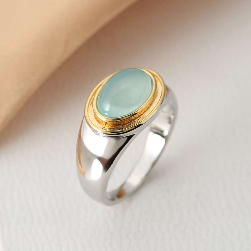Anillo de Luna Verde Vintage