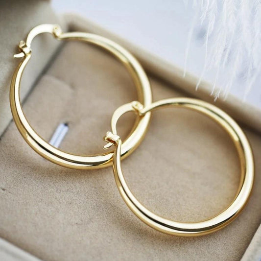 Pendientes grandes de aro en oro