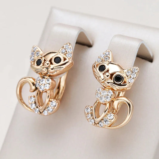 Pendientes Elegantes de Zirconia de Gato