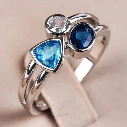 Anillo de Joyas Azules Vintage