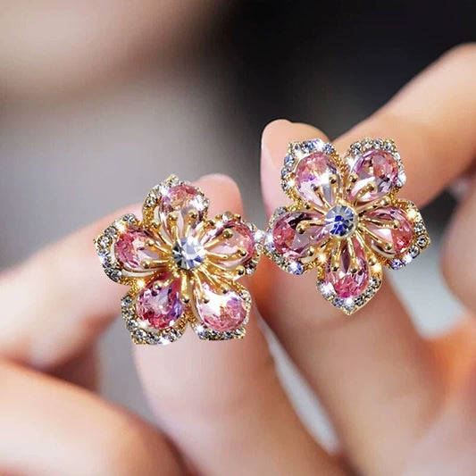 Pendientes de circonita multicolor en plata esterlina