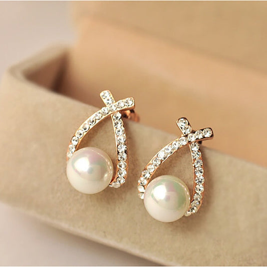 Pendientes de perlas con brillo
