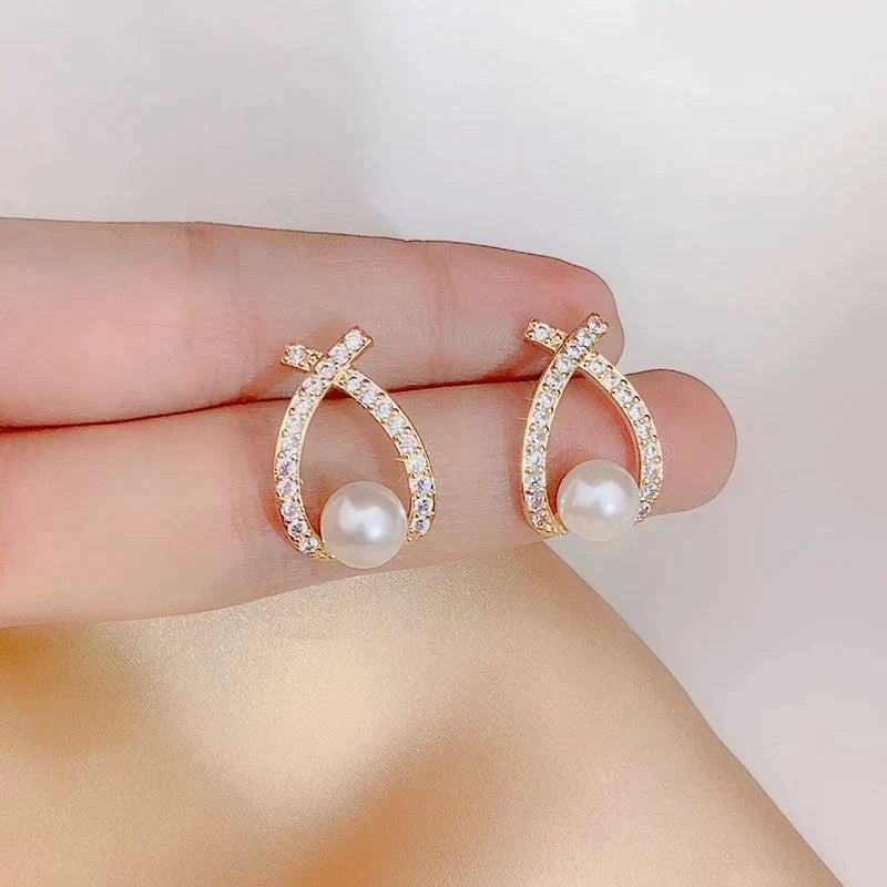 Pendientes de perlas con brillo