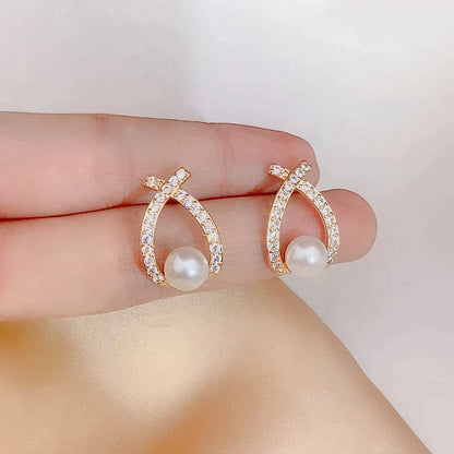 Pendientes de perlas con brillo