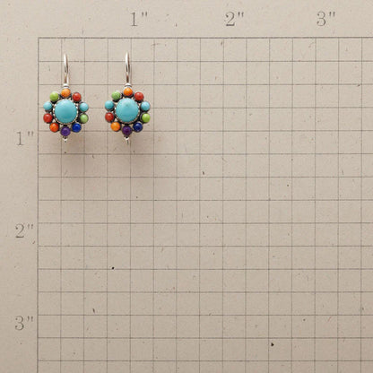 Pendientes redondos de turquesa multicolor