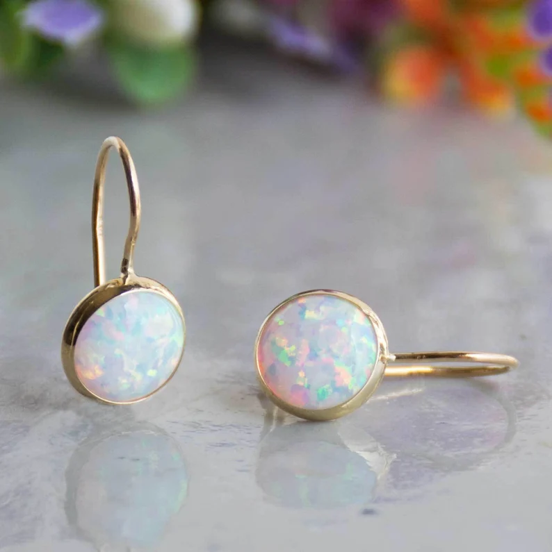 Pendientes de Oro con Piedra Ópalo Vintage