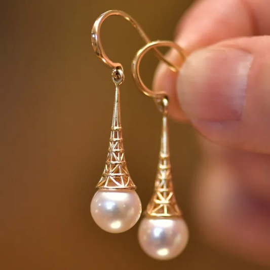 Pendientes de perla vintage en oro
