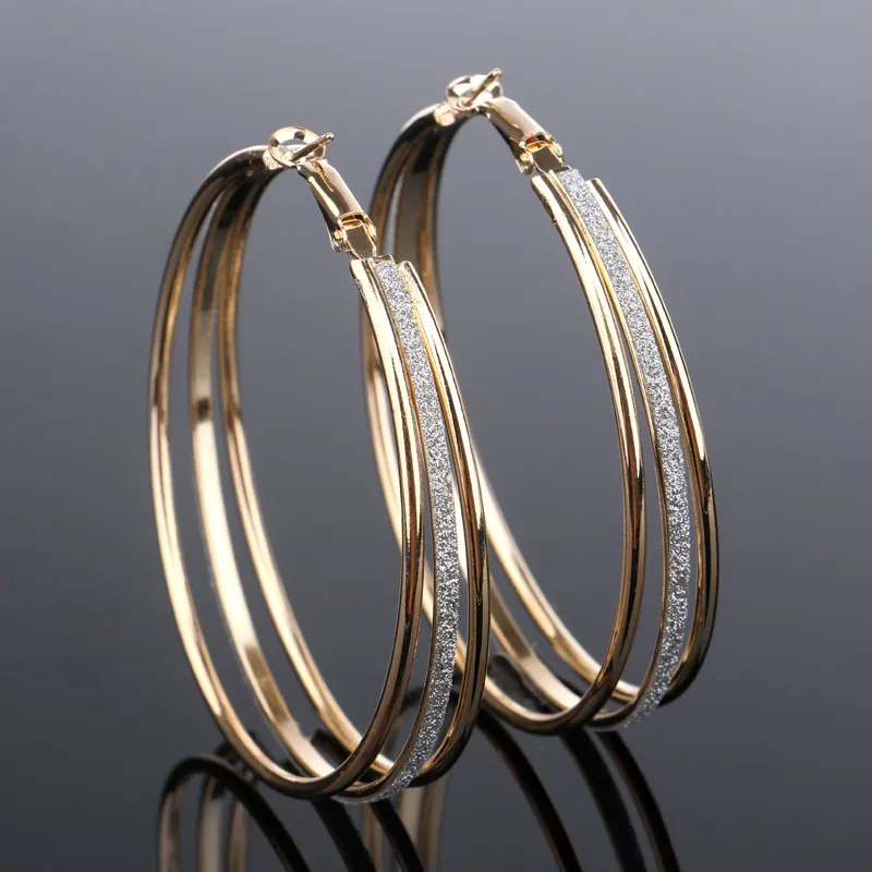 Pendientes Aros Brillantes Dorados Vintage