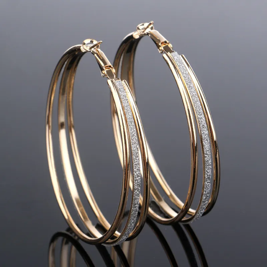 Pendientes Aros Brillantes Dorados Vintage