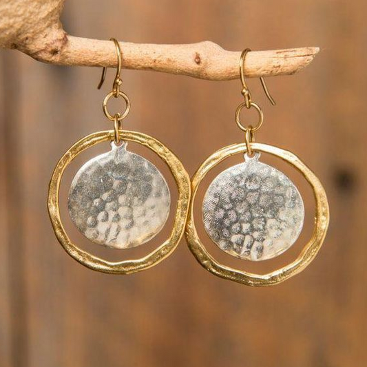 Pendientes Vintage Redondos de Oro y Plata