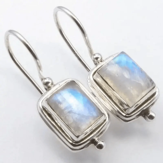 Pendientes de Piedra Luna Cuadrados Vintage
