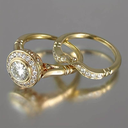 Pack de Anillos Vintage de Oro y Circonia