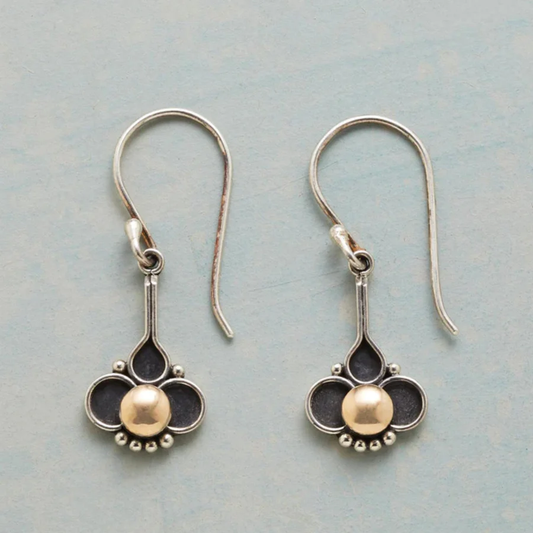 Pendientes de plata con perlas y trébol bohemio